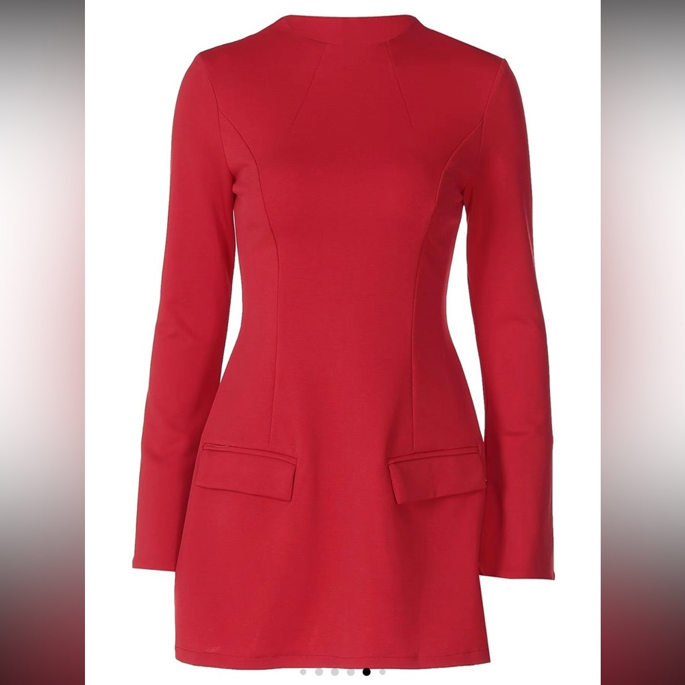 Long Sleeve Red Mini Dress